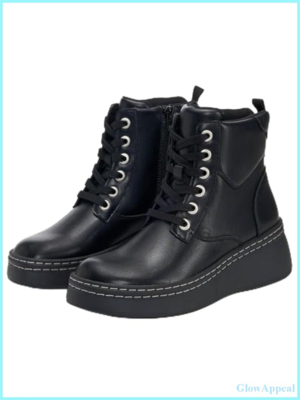 Women's Genuine Leather Platform Ankle Boots with Inside Zip, 2.83in Heel,